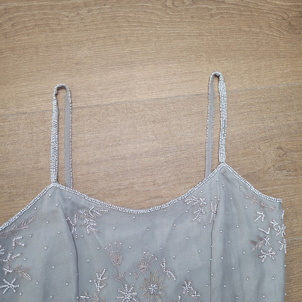 Elegant Beaded Ivory Slip Dress - Picture 4 of 15